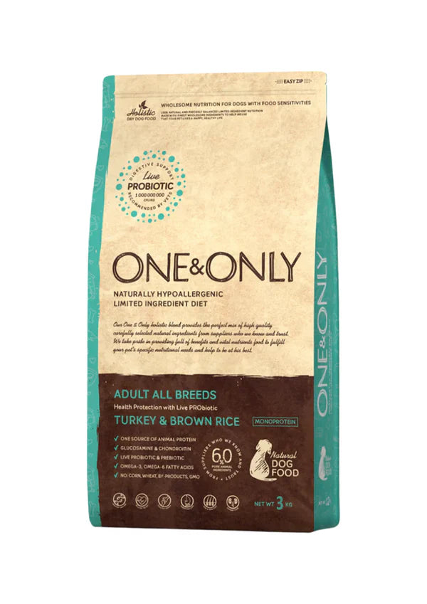 One and Only dry food for adult dogs with turkey & rice  1KG