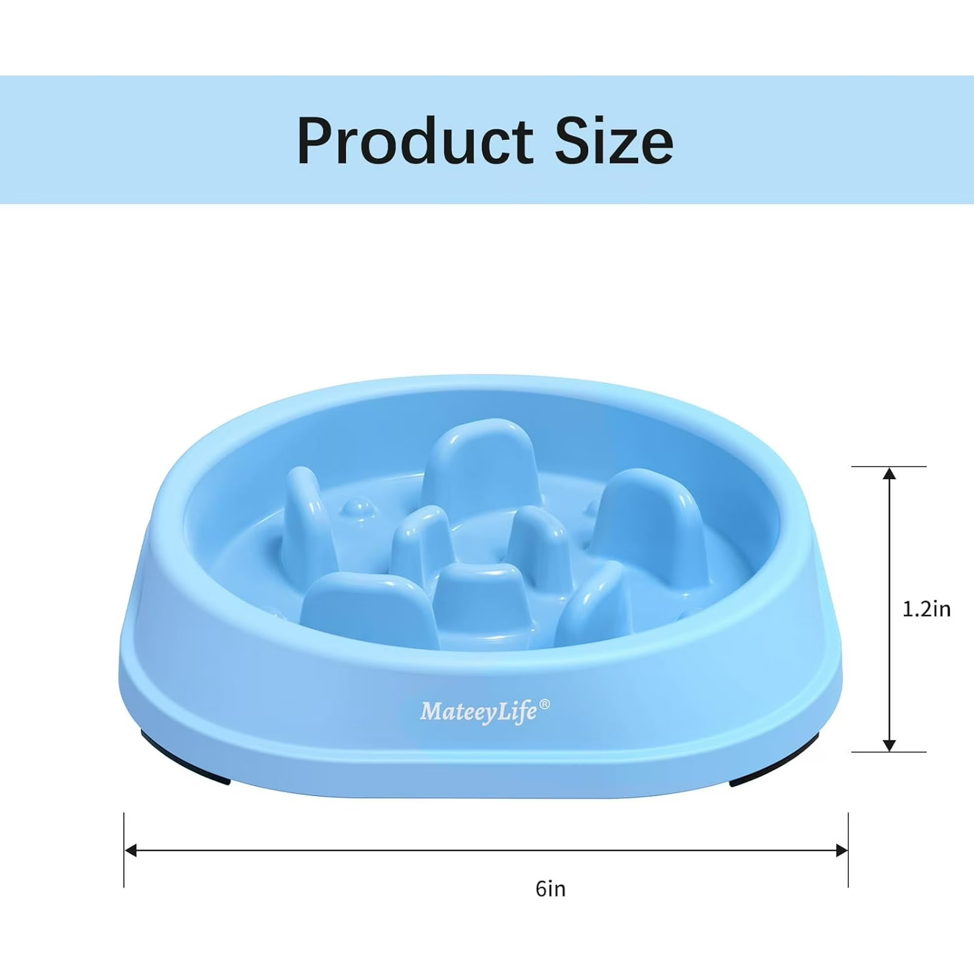 MateeyLife Slow Feeder Dog Bowls 2PCS, Non Slip Cat Food Bowls, Bloat Stop Maze Dishes, Interactive Feeder for Small Breeds 1 Cup LightBlue&DarkBlue