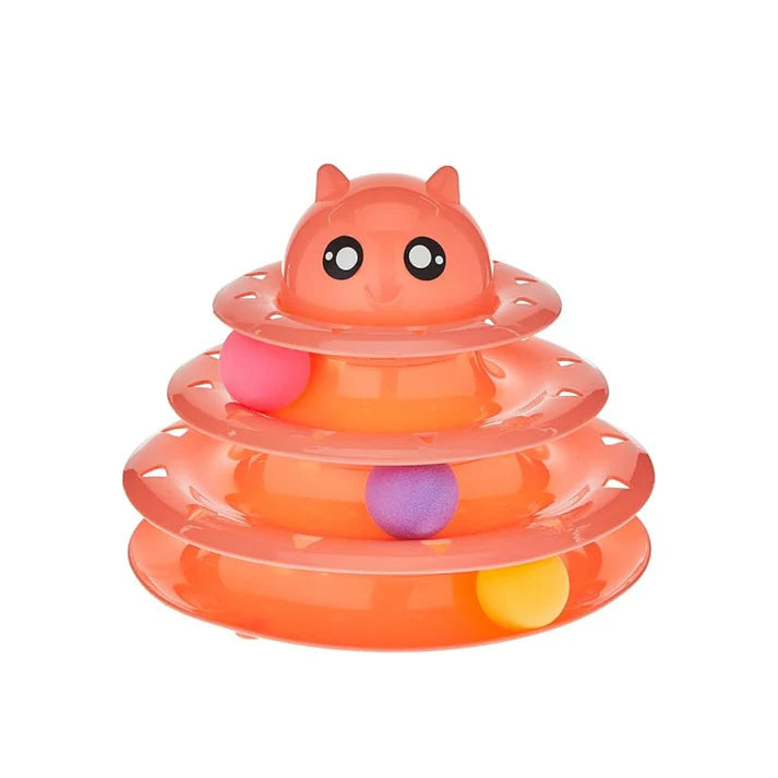 Mumoo Bear Cat Toy Roller 3-Level Turntable Cat Toys Balls with Three Colorful Balls Toys