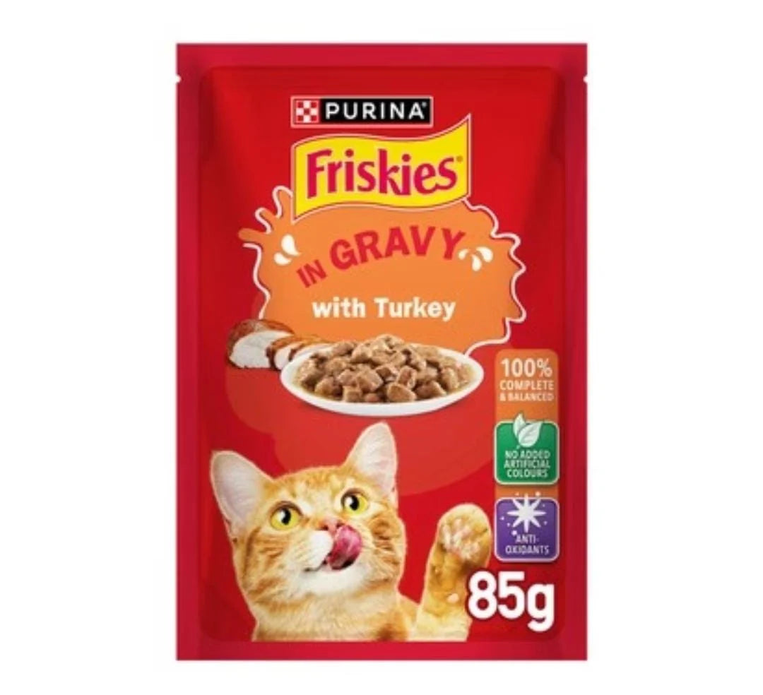 Purina Friskies Turkey Chunks in Gravy Wet Cat Food Pouch 85g