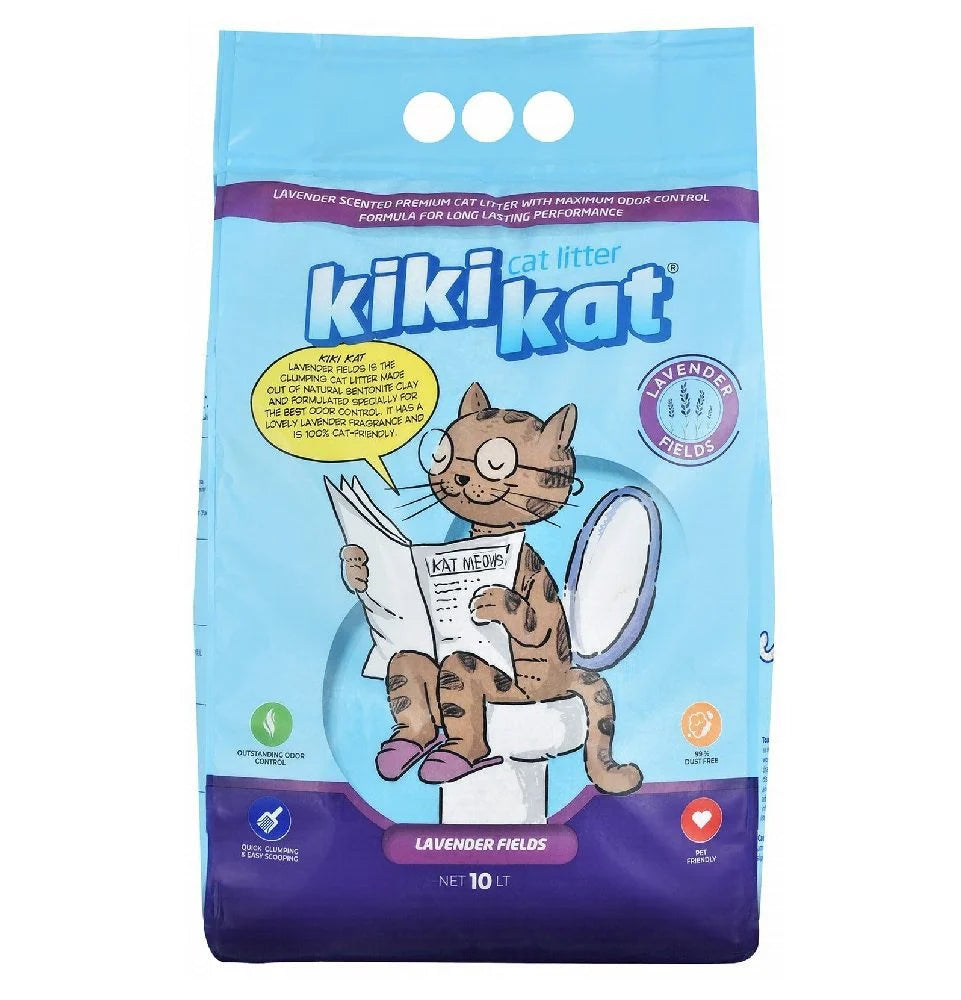 Kiki Kat White Bentonite Clumping Cat Litter lavender scented  (10L)