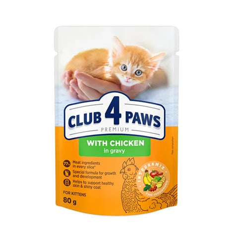 CLUB 4 PAWS PREMIUM for kittens WITH chicken in gravy 80g
