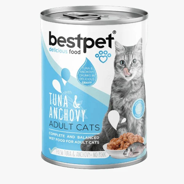 bestpet Tuna & Anchovy Adult Cat Wet Food Cans 400 g