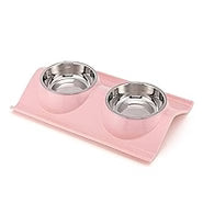 Pets Feeder Bowl Stainless Steel Double Bowl Pet Double Bowl Anti Collision and Anti Leakage Detection Pet Food Dog Bowl Cat Bowl