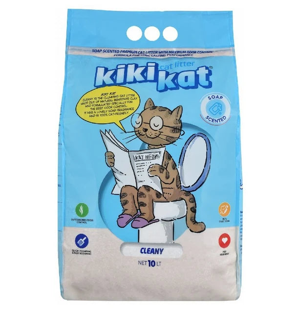 Kiki Kat White Bentonite Clumping Cat Litter soap scented  (5 L)
