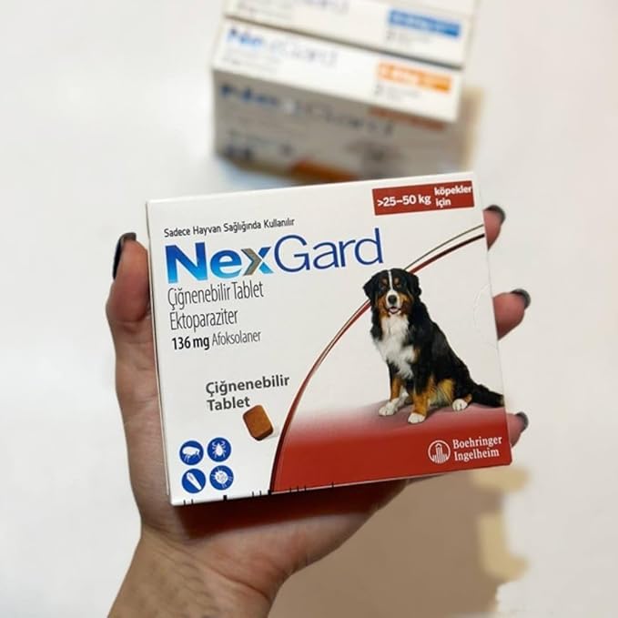 NexGard Chewable Tablet for Large Dogs (25-50 kg) From Varmacy – Fast-Acting Flea & Tick Protection, Beef-Flavored Monthly Treatment 1 Tablet