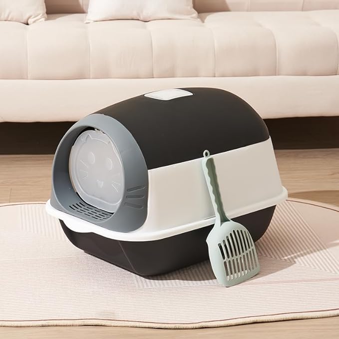 Large cat litter box with lid, portable cat litter box, (50*35*37CM)
