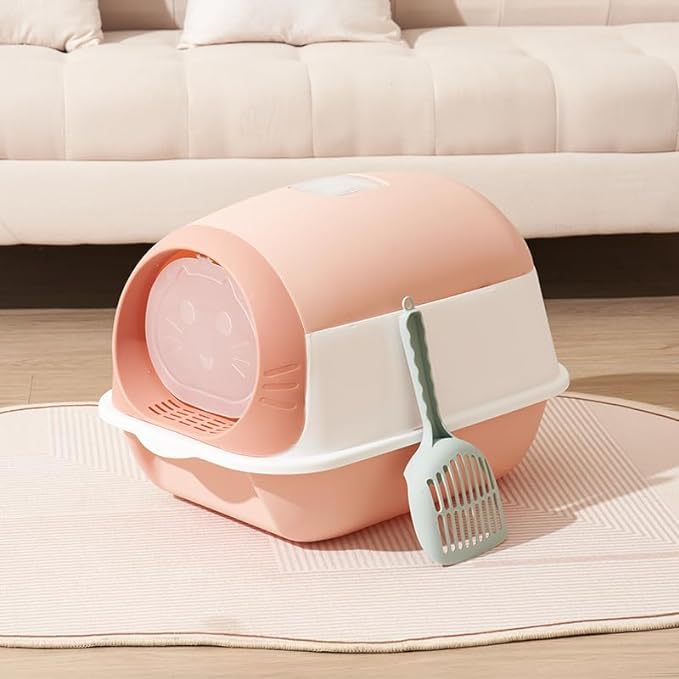Large cat litter box with lid, portable cat litter box, (50*35*37CM)