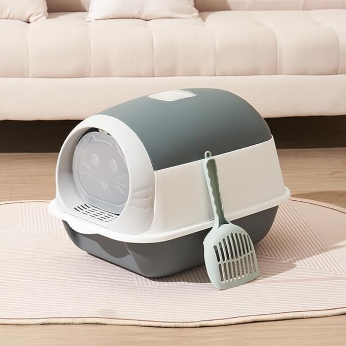Large cat litter box with lid, portable cat litter box, (50*35*37CM)