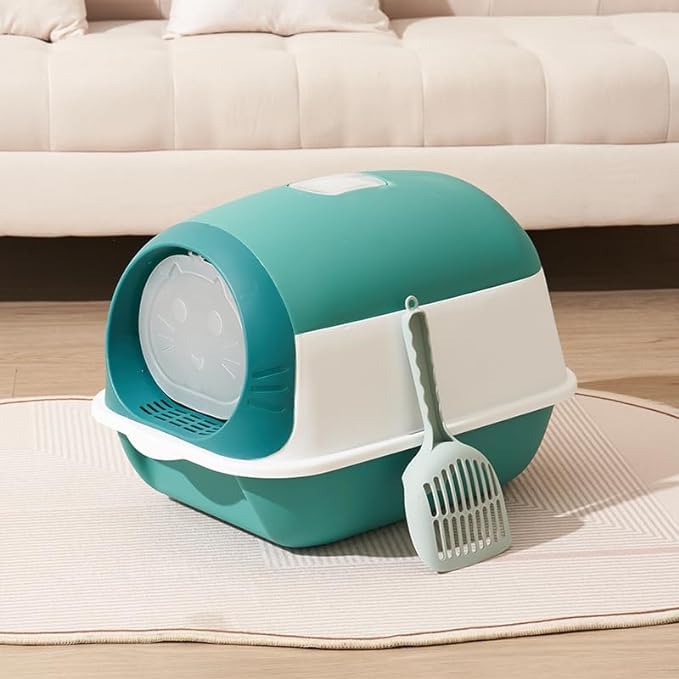 Large cat litter box with lid, portable cat litter box, (50*35*37CM)