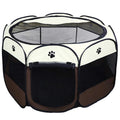 Portable Folding Fabric Pet Playpen Pet Tent House Cage Large with gray&brown color