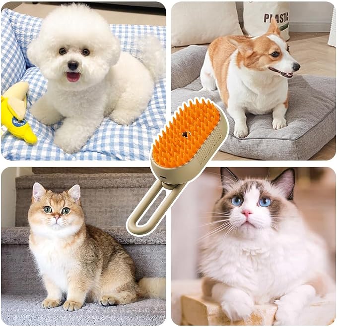 Next Store USB Pet Brush & Lint Catcher – Innovative Pet Hair Removal Tool for Easy Cat Dog Cleaning with Reservoir, Drying and Sterilization Practical for Daily Use (Beige)