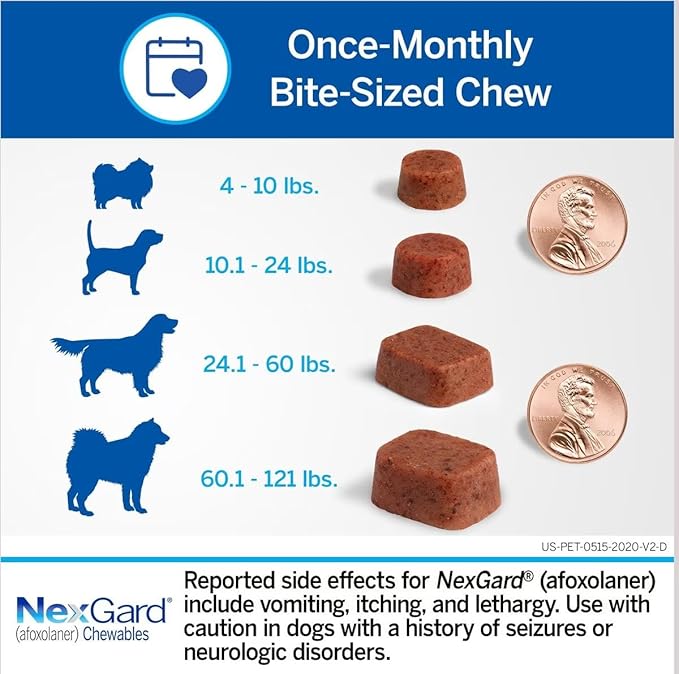 NexGard Chewable Tablet for Large Dogs (25-50 kg) From Varmacy – Fast-Acting Flea & Tick Protection, Beef-Flavored Monthly Treatment 1 Tablet
