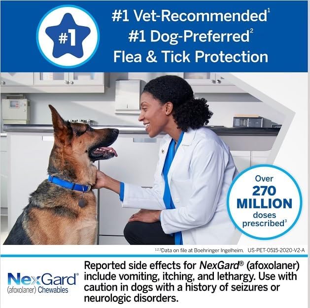 NexGard Chewable Tablet for Large Dogs (25-50 kg) From Varmacy – Fast-Acting Flea & Tick Protection, Beef-Flavored Monthly Treatment 1 Tablet