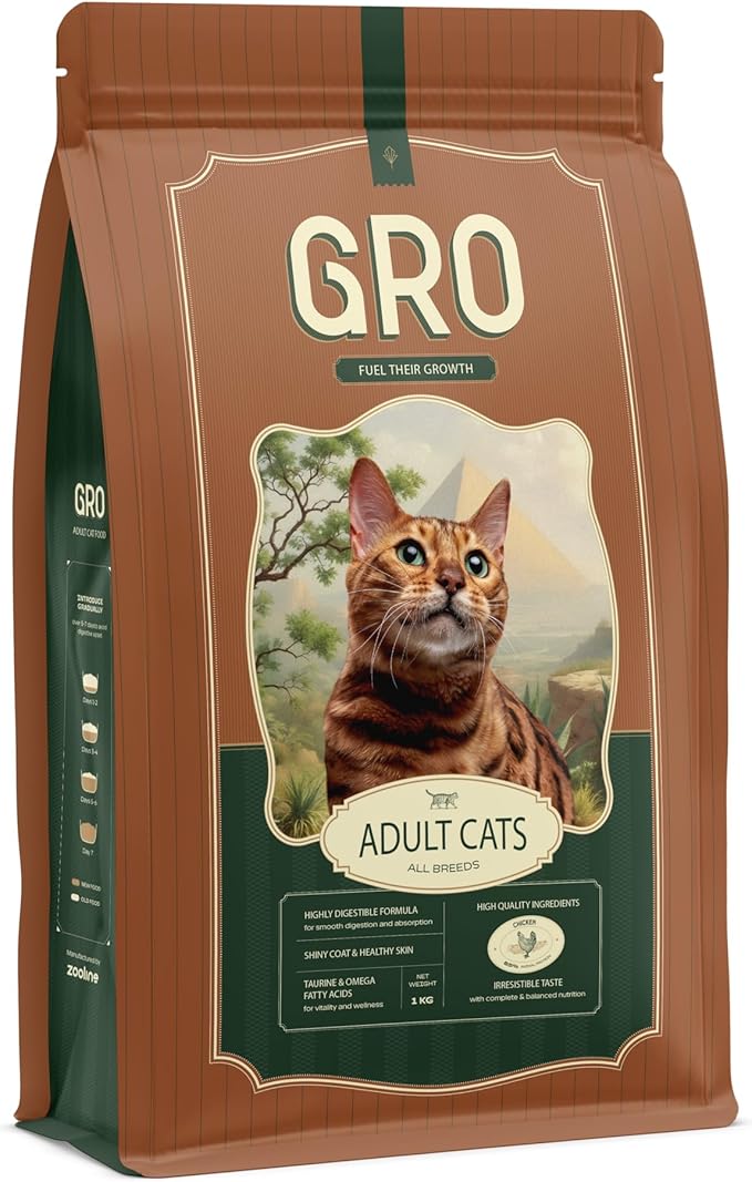 GRO Cat Adult Chicken Dry Food, Kibble, Limited Ingredient, Complete Nutrition, for All Breeds (GRO Cat Adult Chicken 3 KG – Always the Best)