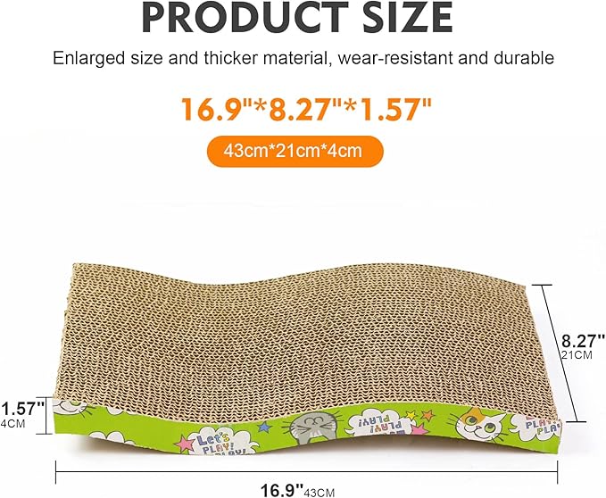 SKY-TOUCH Cat Scratcher, Cardboard Cat Scratching Pad, Cat Grinding Claw Interactive Ball Scratch Toy, Size 43 * 21.5 * 3cm
