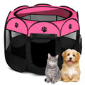 Portable Folding Fabric Pet Playpen Pet Tent House Cage Large with pink&black color