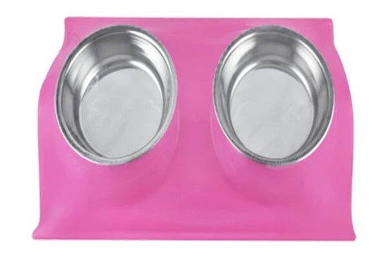 Pets Feeder Bowl Stainless Steel Double Bowl Pet Double Bowl Anti Collision and Anti Leakage Detection Pet Food Dog Bowl Cat Bowl