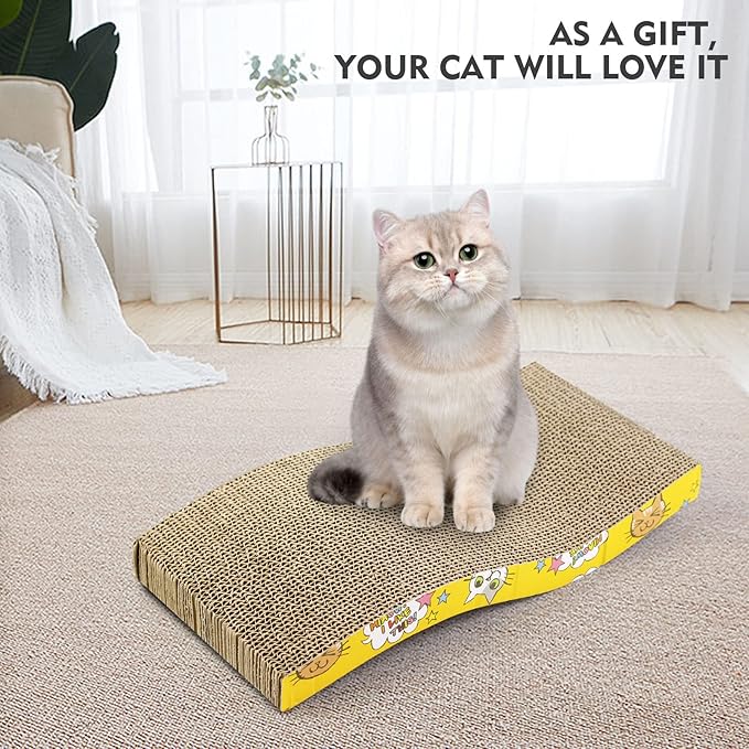 SKY-TOUCH Cat Scratcher, Cardboard Cat Scratching Pad, Cat Grinding Claw Interactive Ball Scratch Toy, Size 43 * 21.5 * 3cm