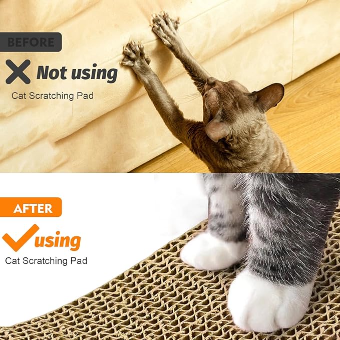SKY-TOUCH Cat Scratcher, Cardboard Cat Scratching Pad, Cat Grinding Claw Interactive Ball Scratch Toy, Size 43 * 21.5 * 3cm