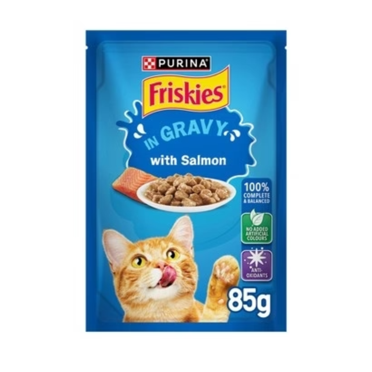 Purina Friskies Salmon Chunks in Gravy Wet Cat Food Pouch 85g