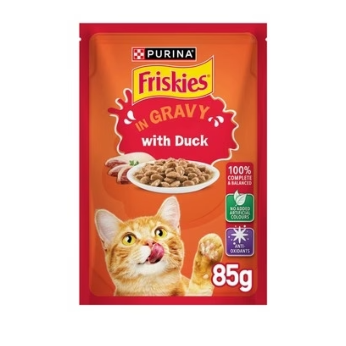 Purina Friskies Duck Chunks in Gravy Wet Cat Food Pouch 85g