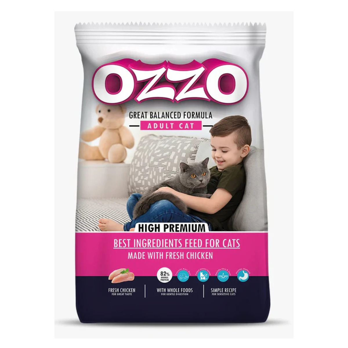 Ozzo Dry Food with Chicken for Sensitive Adult Cats 1kg