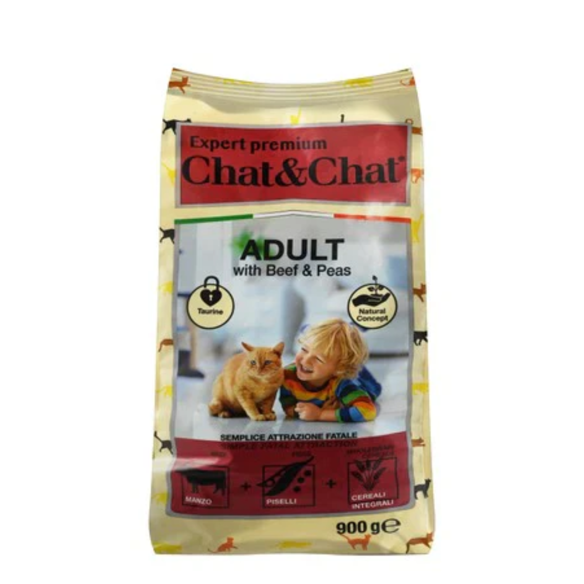 Chat & Chat Adult Cat Food with Beef & Peas 900 g
