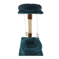 Green & Beige Cat Tree & Scratching Post with Hanging Toys (60x41x31cm)