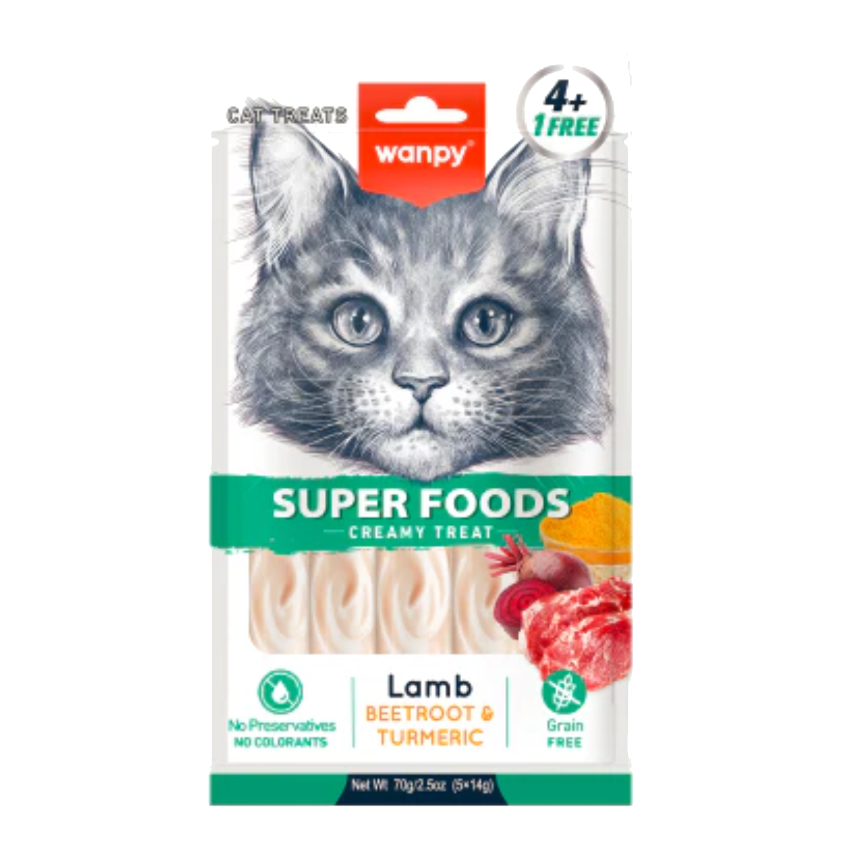 Wanpy Cat Superfoods Creamy Lickable Lamb With Beetroot & Turmeric