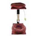 Pink & Beige Cat Tree & Scratching Post with Hanging Toys (60x41x31cm)