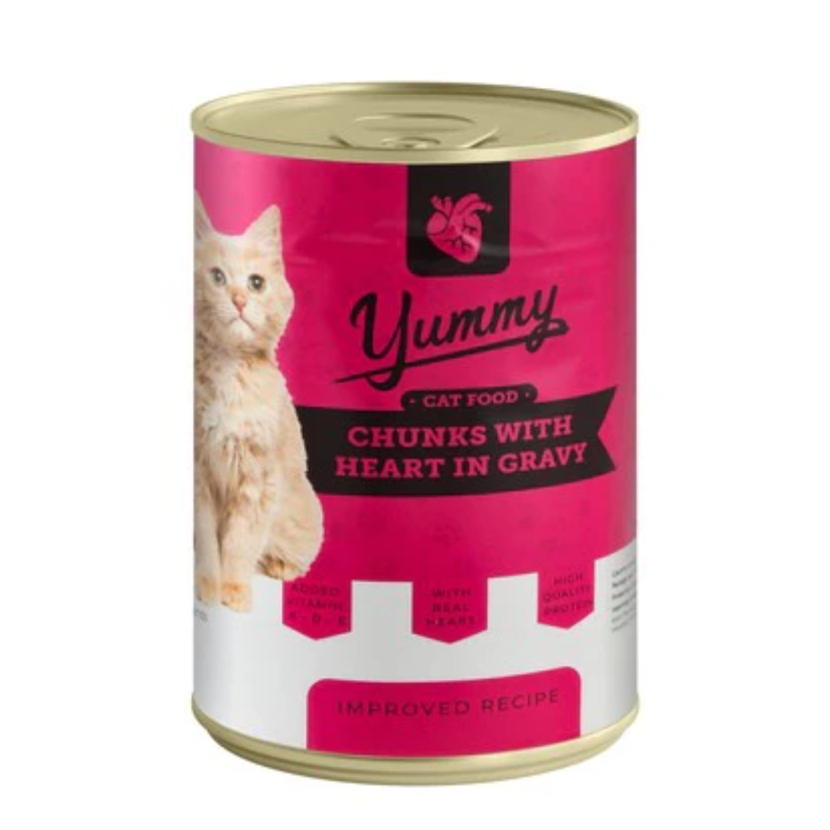 Yummy Wet Cat Food Chunks with Hearts in Gravy