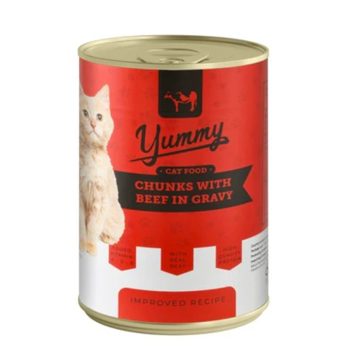 Yummy Wet Cat Food Chunks with Beef in Gravy