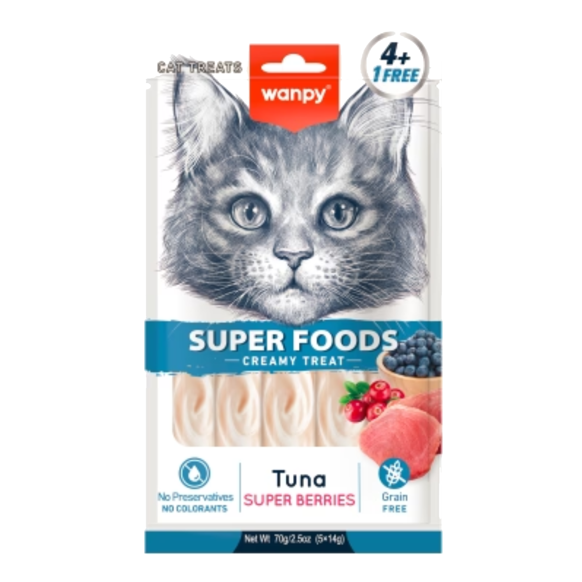 Wanpy Cat Superfoods Creamy Lickable Tuna With Super Berries