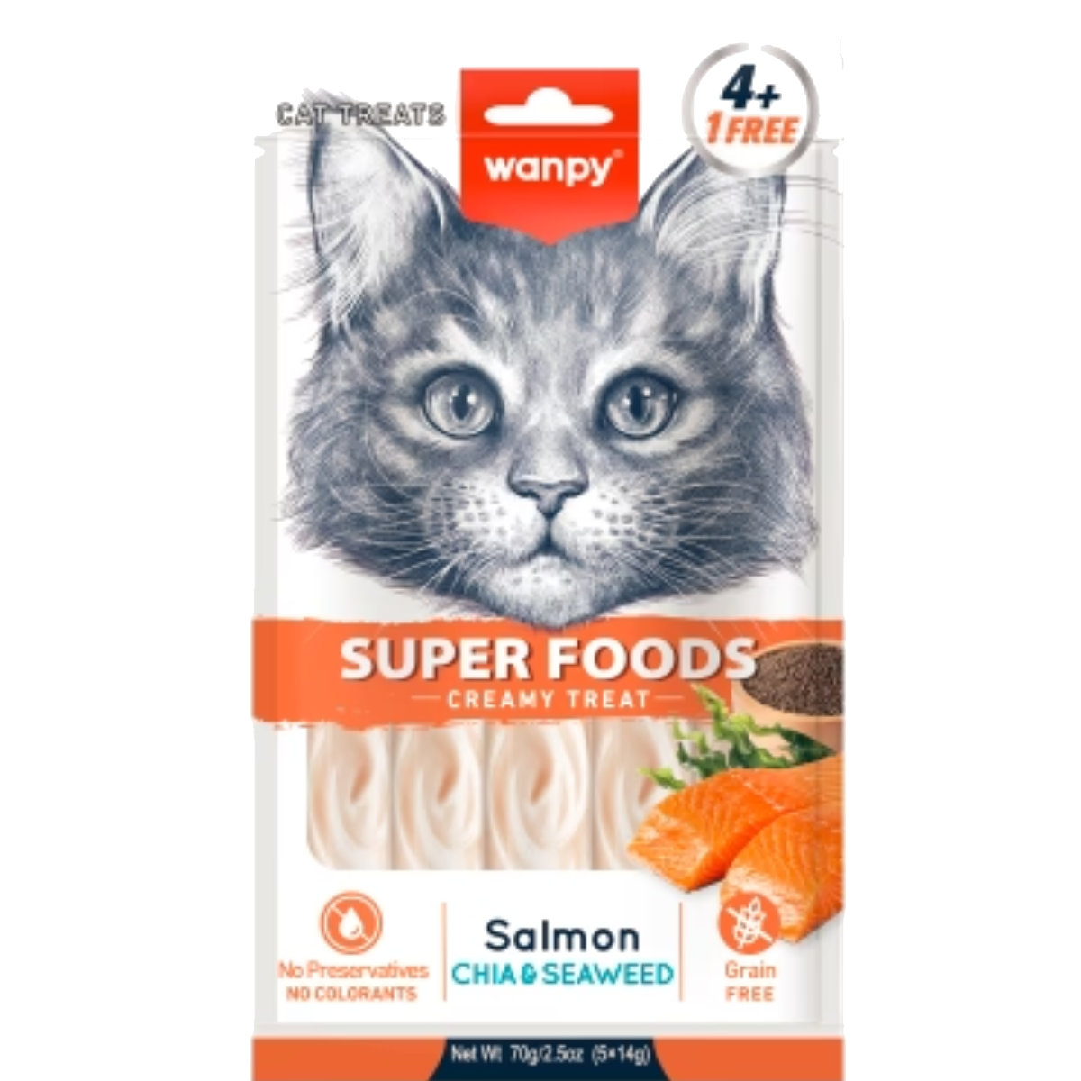 Wanpy Cat Superfoods Creamy Lickable Salmon With Chia & Seaweed