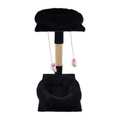 Black & Beige Cat Tree & Scratching Post with Hanging Toys (60x41x31cm)
