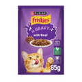Purina Friskies Beef Chunks in Gravy Wet Cat Food Pouch 85g