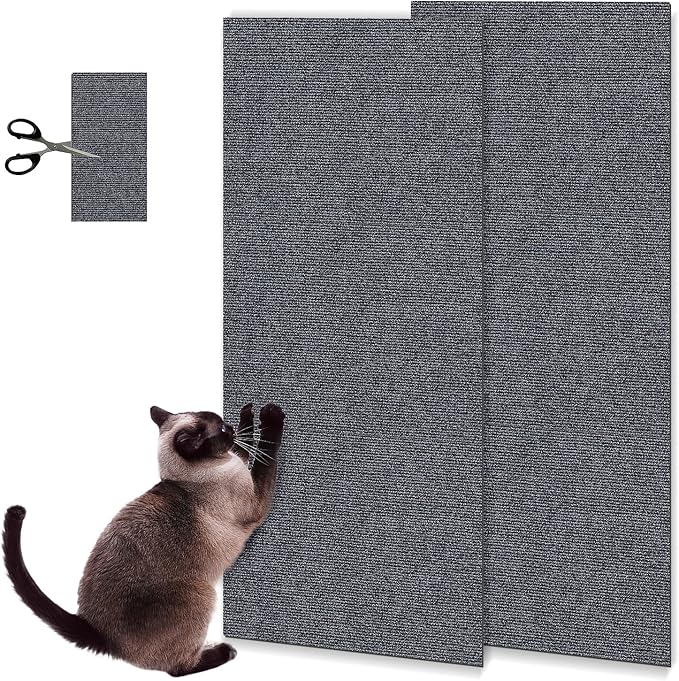 Scratch Matt for Cats, 2 Pcs Cat Scratching Mat Self Adhesive 30x100cm Wall Mounted Cat Scratcher Sofa Cat Scratch Protector Ideal for Floors Wall Furniture Dark Gray