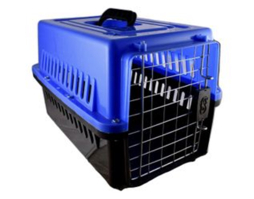 Allosh Blue & Black Pet Carrier Crate (30x44x25cm)