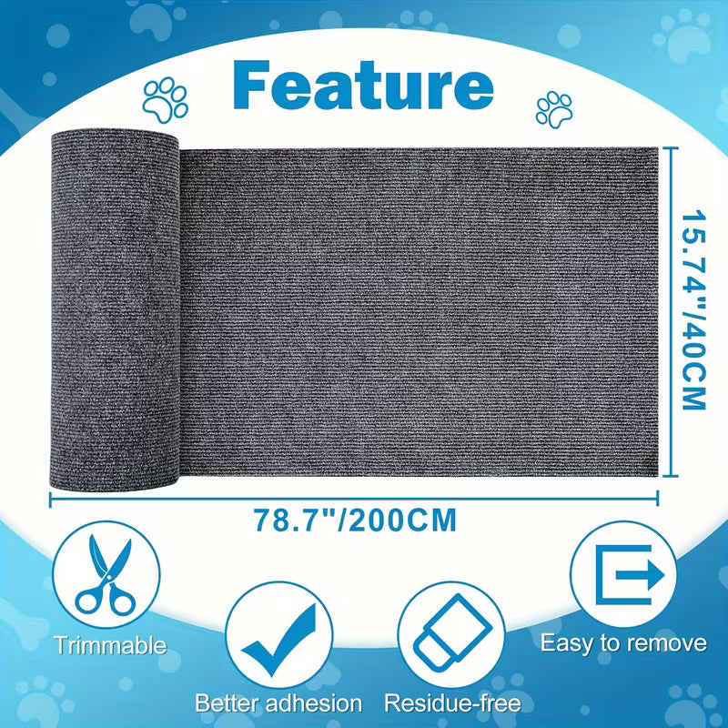 Furniture Protector for Cats That Can Be Trimmed, Featuring a Self-Adhesive Scratching Mat to Couches, Doors, And Cat Tree Shelves from Claws (Grey, 78.7 X 15.8).