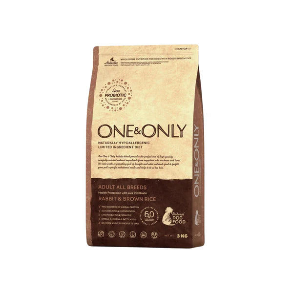 One and Only dry food for adult dogs with rabbit & rice 3KG
