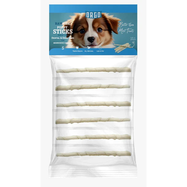 Orgo Rawhide Sticks For Dog Puppy Dental Oral Care 6 PC