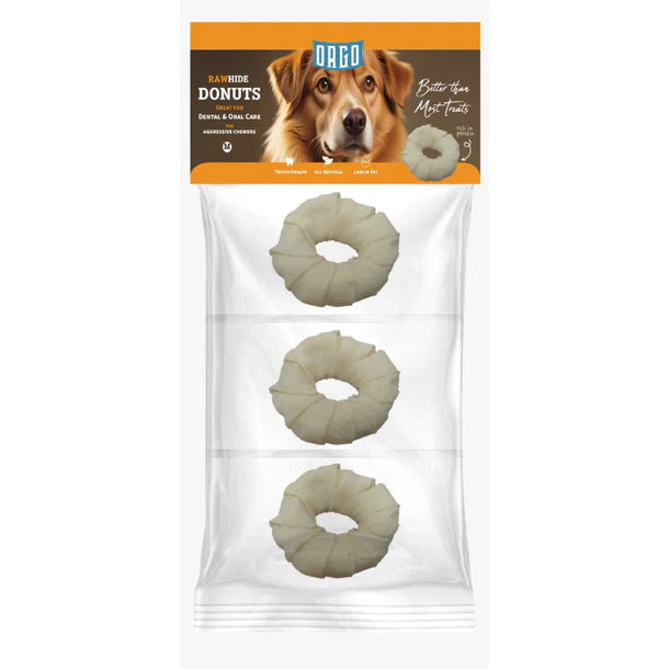 Orgo Rawhide Donuts For Dog Dental Oral Care 3 PC Small