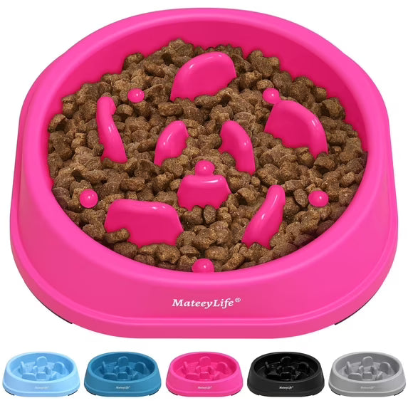 MateeyLife Slow Feeder Dog Bowls, Non Slip Cat Food Bowls, Bloat Stop Maze Pet Dishes, Interactive Feeder for Small Breeds 1 Cup Purple