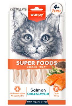 Wanpy Cat Superfoods Creamy Lickable Salmon With Chia & Seaweed