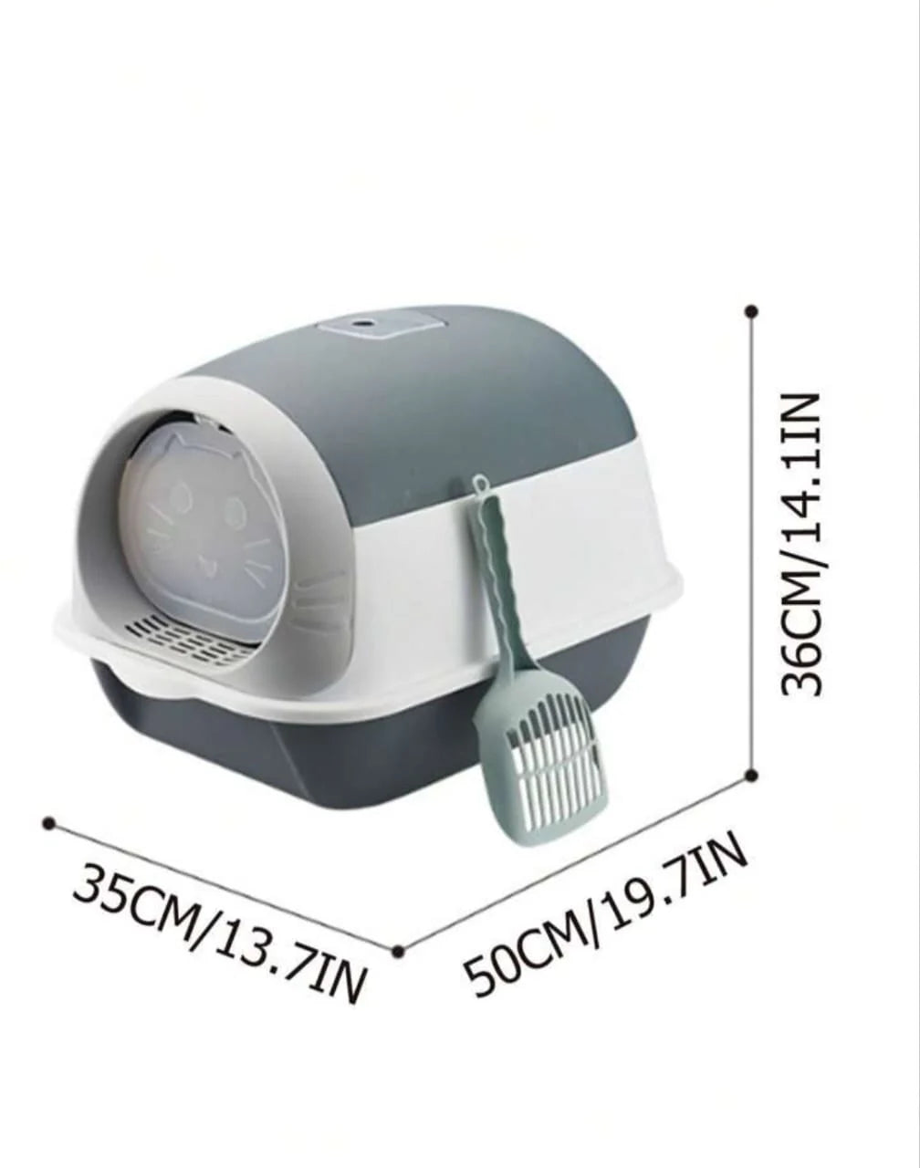 Large cat litter box with lid, portable cat litter box, (50*35*37CM)