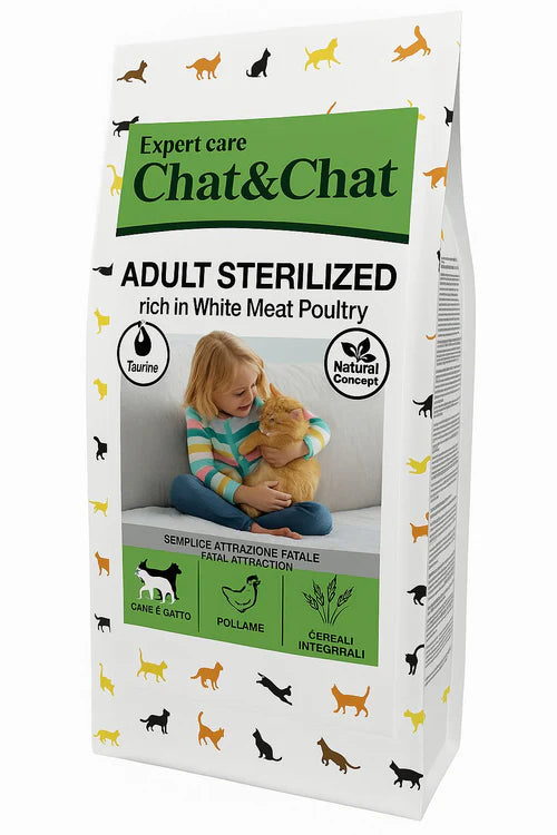 Expert Chat & Chat Care Adult Sterilized Cat Food Rich in White Meat Poultry