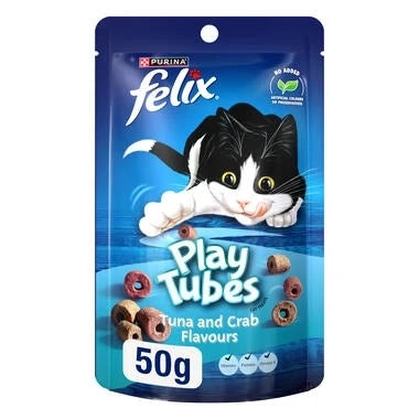 FELIX Play Tubes Tuna & Crab Flavours Dry Cat Treats 50g