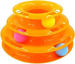 Mumoo Bear Cat Toy Roller 3-Level Turntable Cat Toys Balls with Three Colorful Balls Toys