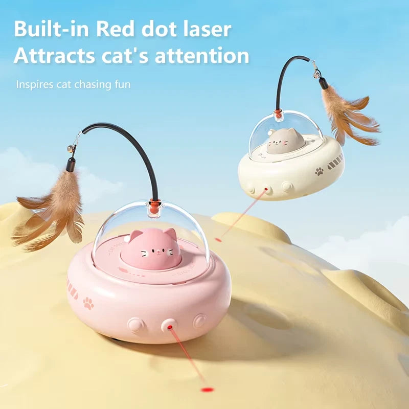Smart Teaser Cat Toy Electric UFO Cat Teaser Stick with Bell